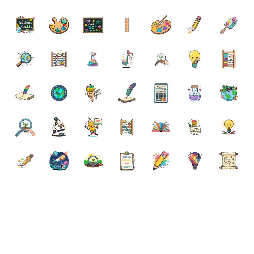 Fun Education Decals Colorful Art School Supplies Stationery Stickers For Fridge Laptop