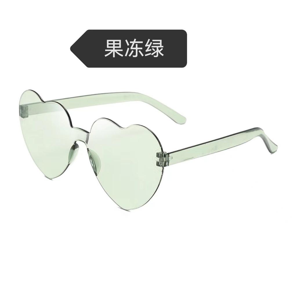 Peach Heart Sunglasses Love Glasses Trend Frameless One-Piece Marine Film Dazzling Color Sunglasses