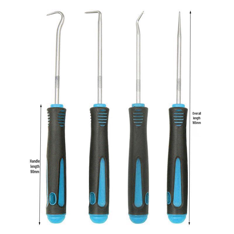 4-Piece Auto Repair Tool Set: Tire Patching, Oil Seal Hook, Screwdriver.