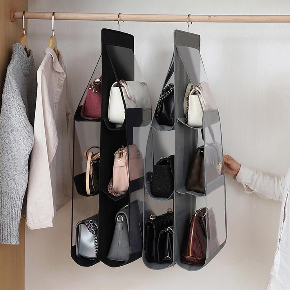 2PC Bag Storage Bag Hanging Bag Hanging 8-sided Transparent Storage Bag Bedroom Closet Dust Bag Foldable