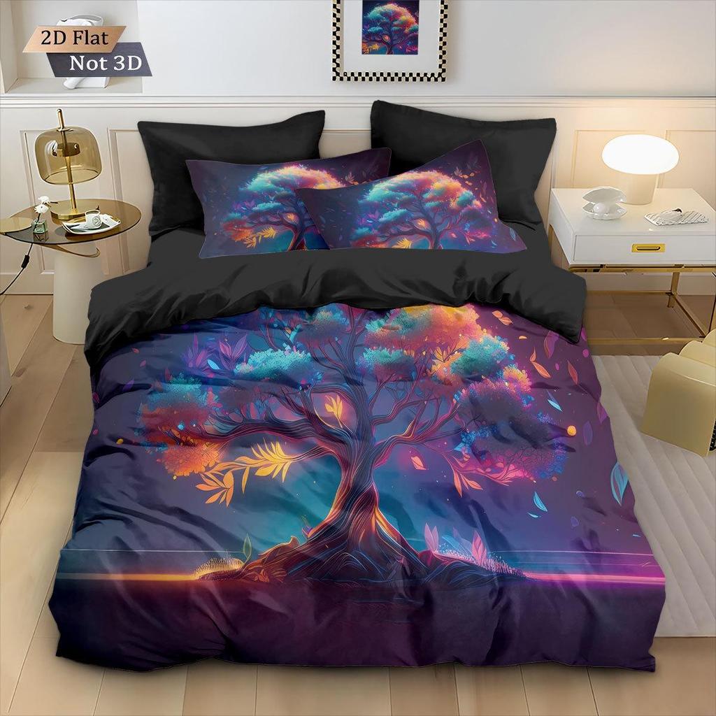 Customizable Tree of Life 3D Flannel Duvet Cover Set - 3-Piece Home Textile