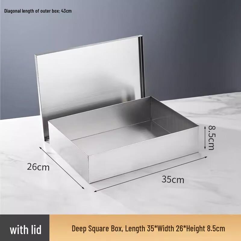Stainless Steel Deep Square Food Storage Container with Lid