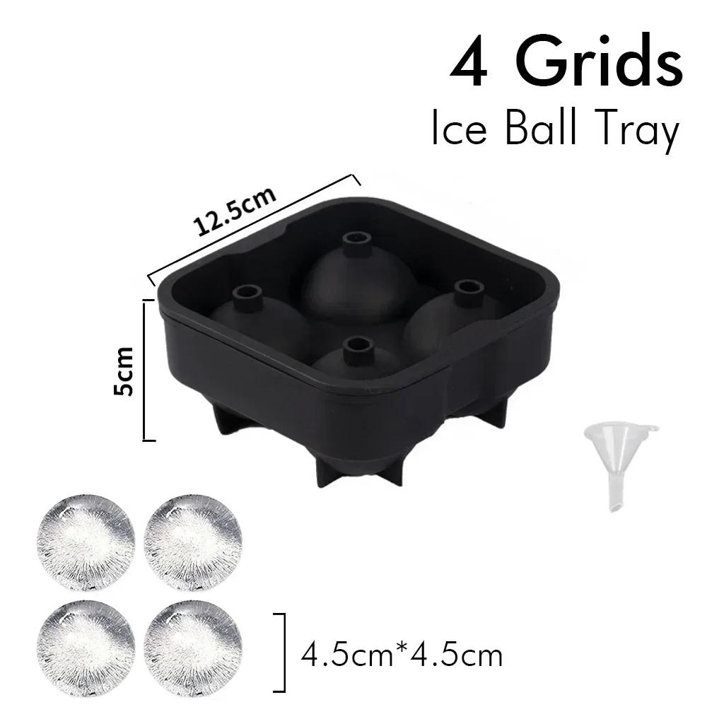 Ice Cube Tray with Lid Food Grade Silicone Large Ice Cube Mold 4/6/8 Grids Ice Ball Maker Ice Cube Tray for Kitchen Iced Coffee