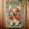 Vintage Corgi Rock Style Metal Sign Wall Decor 20x30cm
