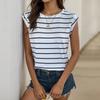 Summer New Fashion Women's Sleeveless Striped Cross-border T-shirt