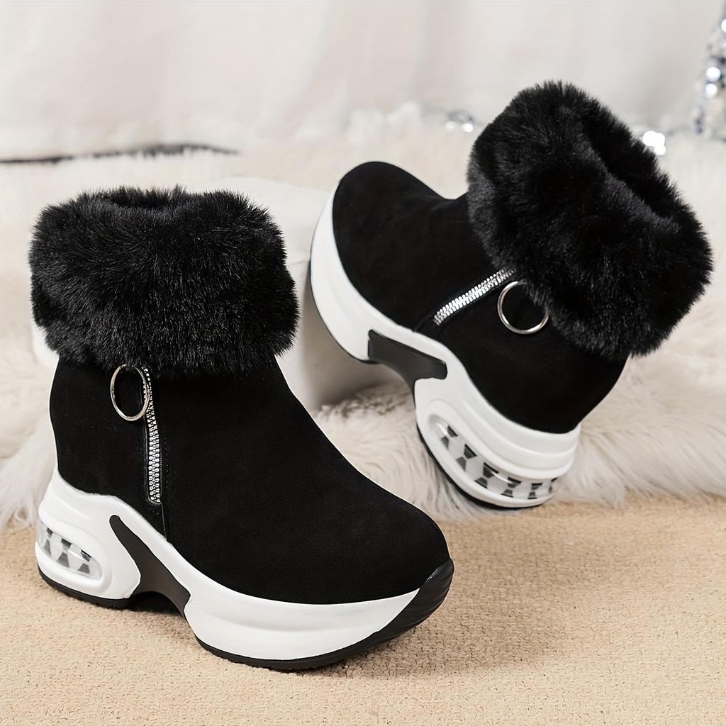 Snow Boots for Women,  Winter New Korean Version Suede Short Tube with Plush Insulation and Height Increasing Cotton Boots