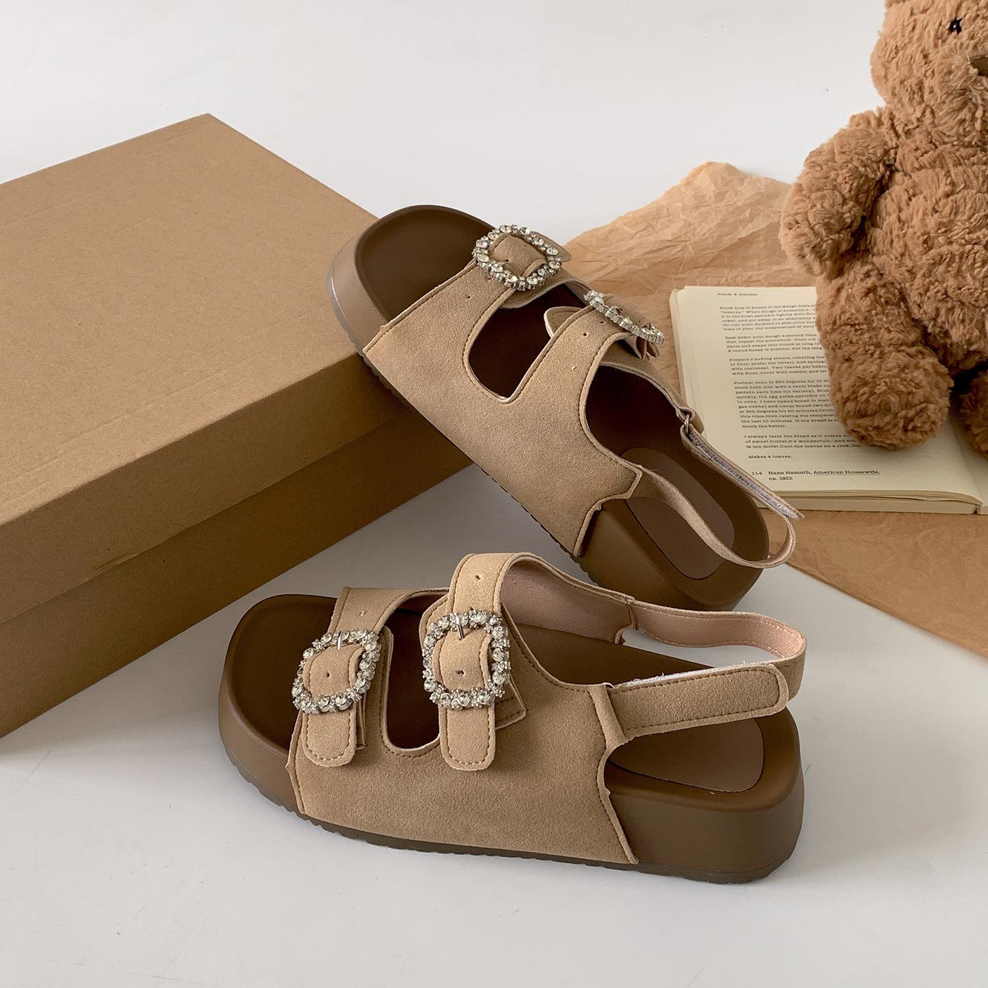 

Silver retro thick-soled heightening Birkenstock sandals women s 2025 new summer wear high-end versatile cool slippers 40 песочный