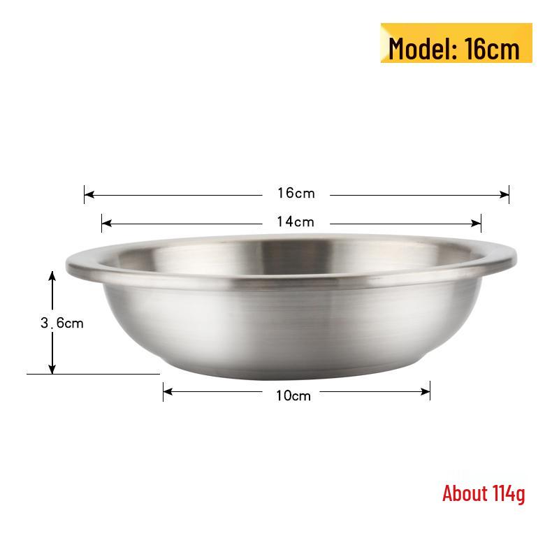 304 Stainless Steel Deepened Vegetable and Dinner Plate, Thickened Flat Bottom for Soup and Fish, Brushed Finish