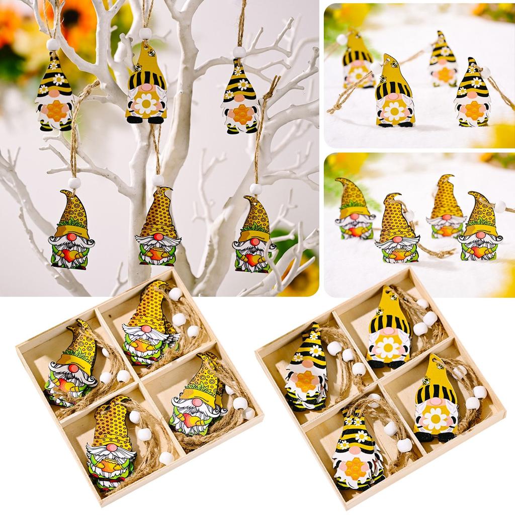 Bee Festival Decorations, Painted 3grid Wooden Box Pendant, Home Atmosphere, Props And Supplies