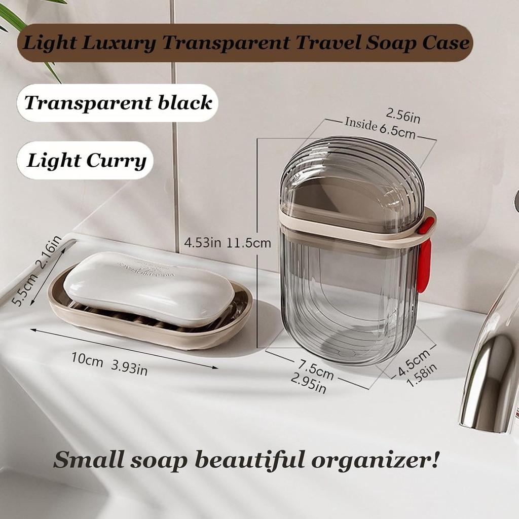Travel Soap Box with Leak Proof Lid, High Quality Transparent Soap Holder,Open Bottom Drainage,Compact Lightweight Pet Container