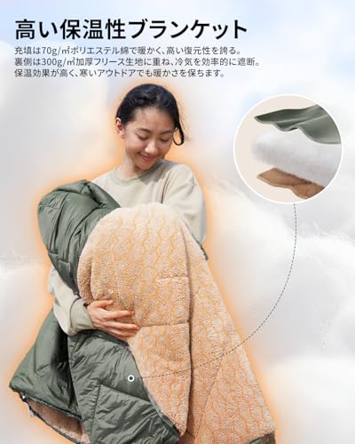 KingCamp Camping Fleece Multi-Blanket, Convertible to Sleeping Bag, 200 x 145cm, Large Size, Connectable, Warm, Lightweight, Compact, for Car Camping,