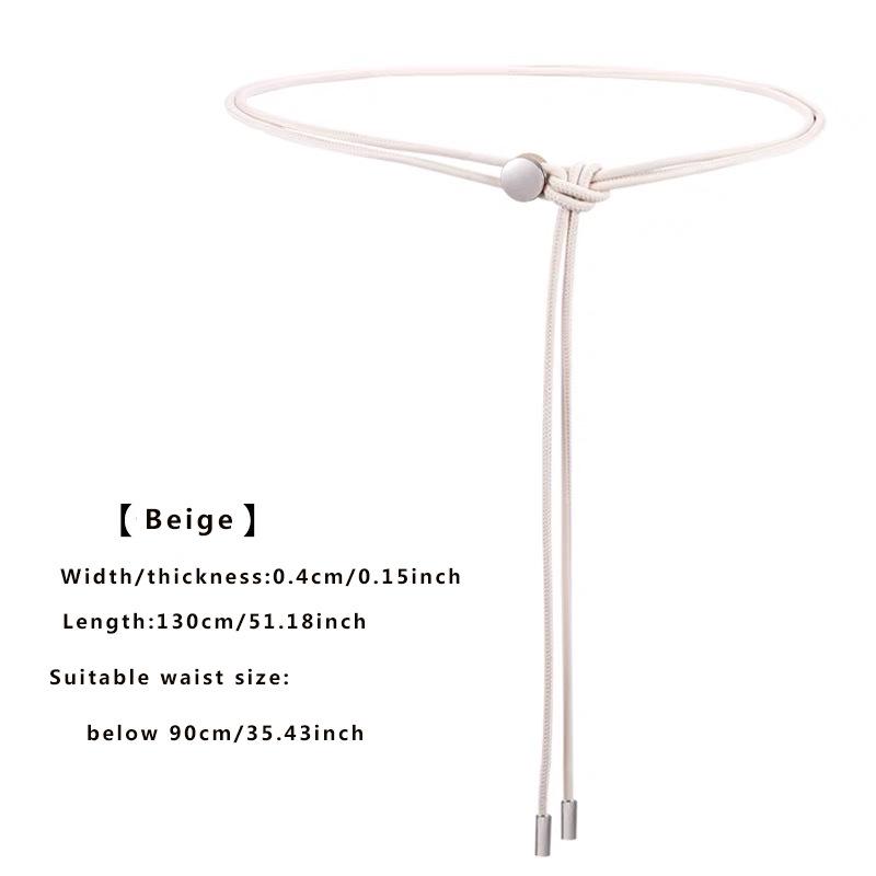 Damski Miękki Cienki Skórzany Pasek z Węzłem, Pasek z Sprężynową Klamrą do Sukienek i Spódnic, Czarny Akcesorium - Łańcuszek na Pas.