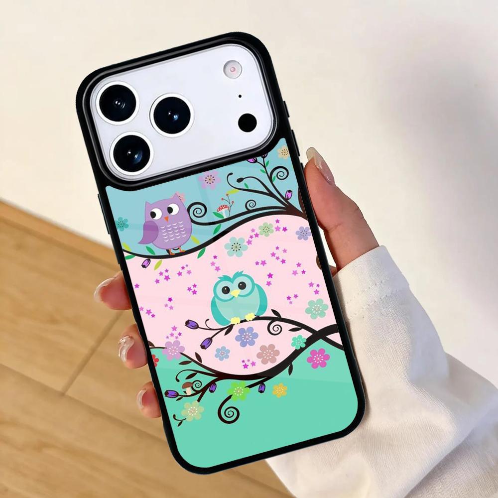 Cute Cartoon Owl Mobile Phone Case for IPhone 17 AIR 16pro Max 15 14 13 12 11 Bumper Cover iPhone 12 mini