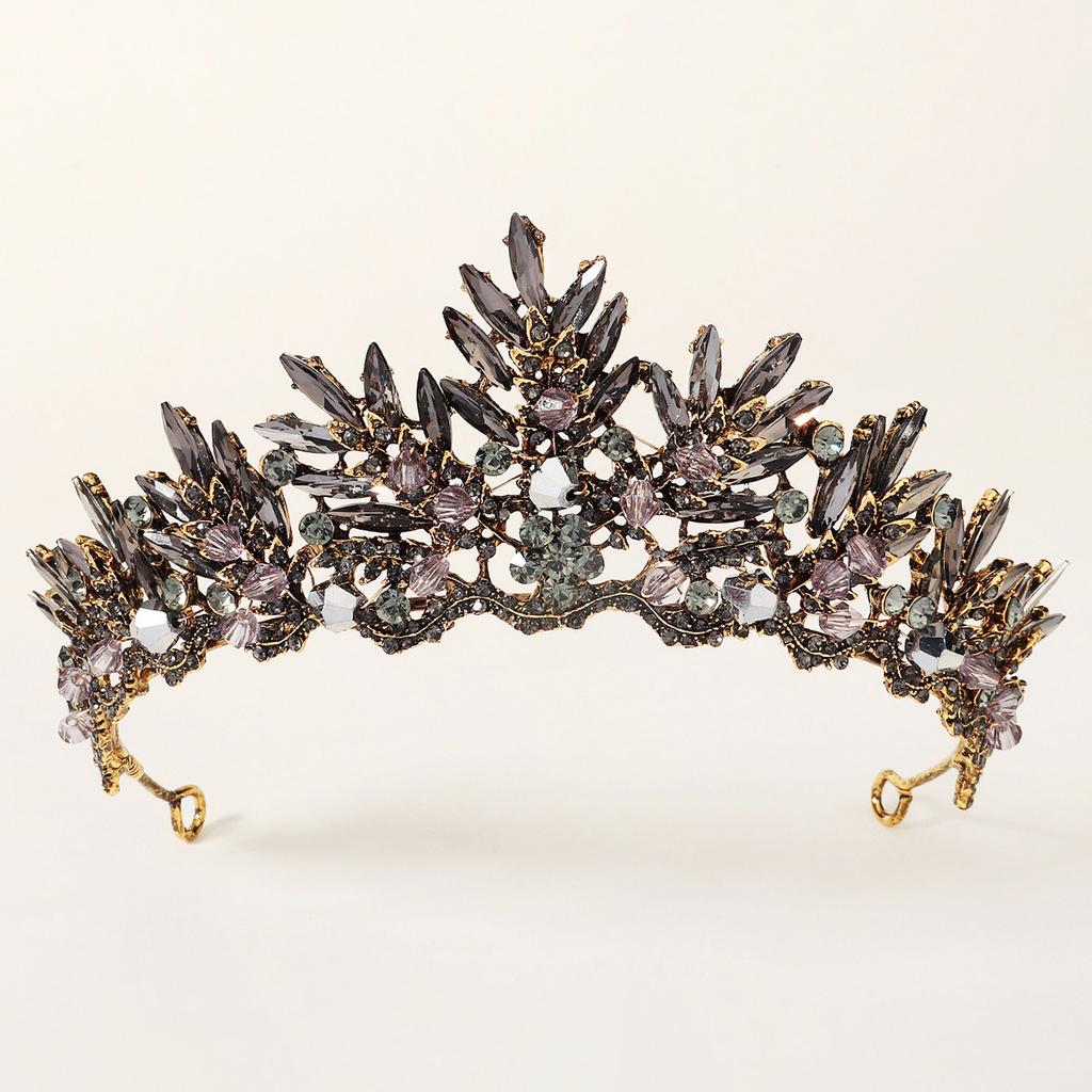 Halloween Jewelry Rhinestone Alloy Crown Holiday Party Dance Dress Headdress High-end Black Crown