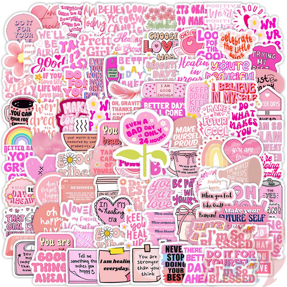 130Pcs/Set Pink Healing Phrase Mini Diary Manual Stickers DIY Scrapbooks Album Decor Decals Stickers