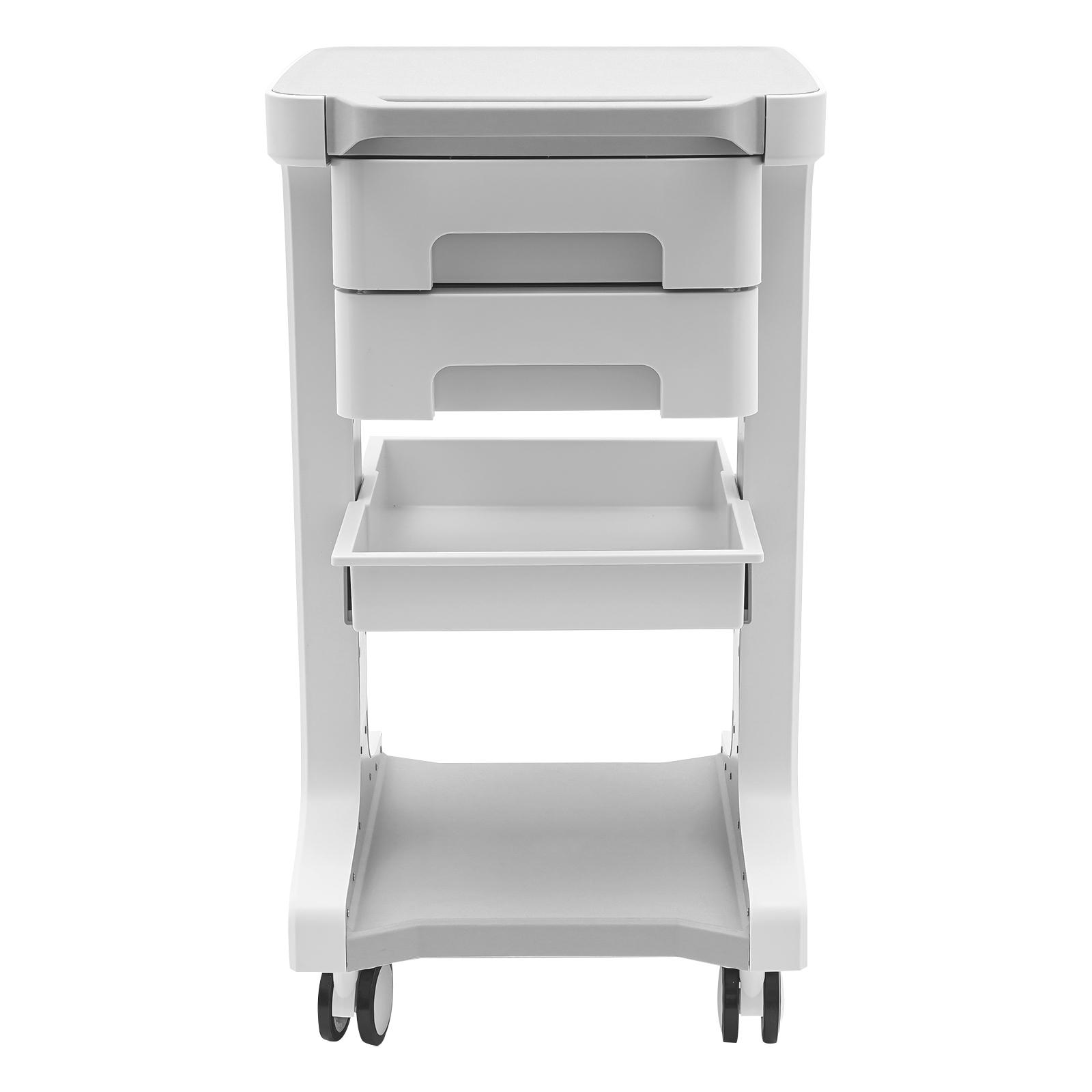 

3-Tier Beauty Equipment Cart - 2 Silent Drawers & Locking Wheels 110lbs Load for Salon/SPA/Mobile Storage серый