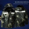 Men's Mid-Length Fleece-Lined Camouflage Overcoat - Windproof, Cold-Resistant, Waterproof, Cotton-Padded for Winter and Labor Protection.