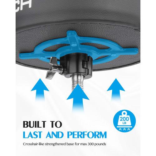 STRICH Drum Throne, Rotating Drum Stool, Adjustable Height (46-58cm), Stable and Durable, Includes 5A Drumsticks, SDB-20