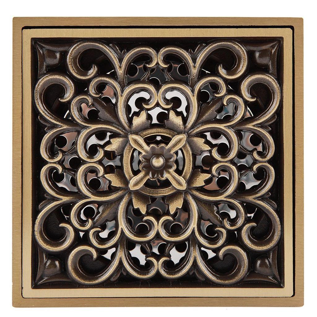 Antique Brass 10cm Shower Floor Drain Bathroom Waste Drain Strainer Cover Grate