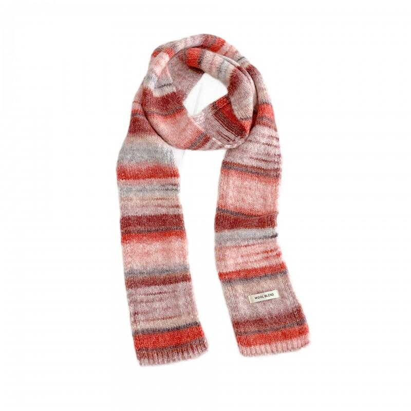 Cozy Knit Scarf Women Winter Warmth Creamy Pastel Color Block Style Soft Wool-Like Neck Wrap