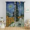 Halloween Decoration Van Gogh Blackout Curtain for Room 2 Panel Kitchen Curtains for Camera Partition Home Interior Curtains