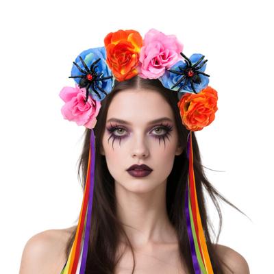 Opaska Damska Satynowa Kolorowa Dekoracja Kwiatowa Obręcz do Włosów Jasny Kolor Halloween Lekkie Akcesorium do Włosów