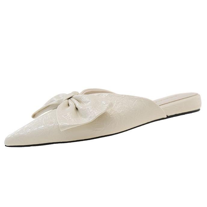 Baotou Half Slippers Women's Outer Wear 2025 Summer New Bow Fashion Silver Sandals Pointed Cat Heel Sandals Women