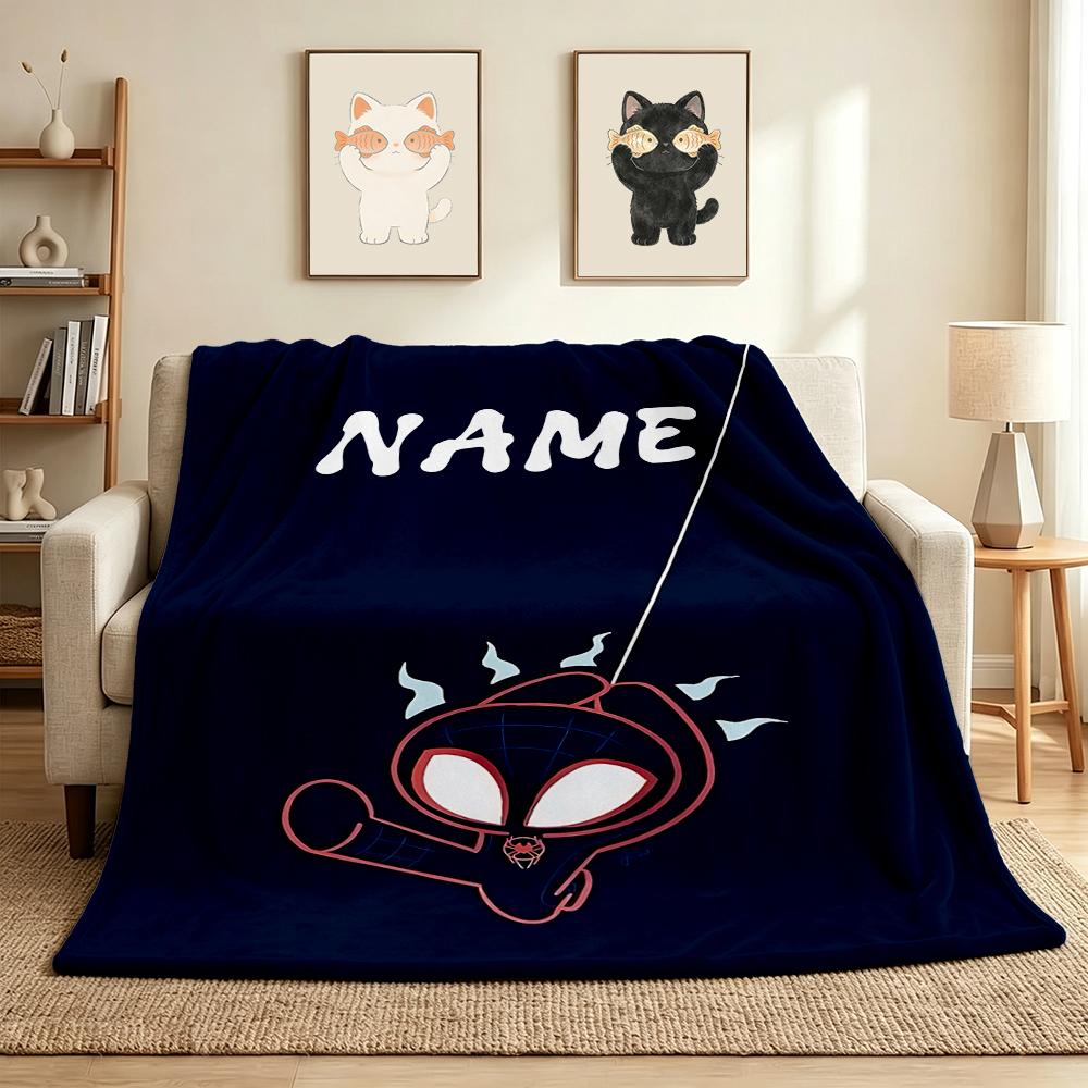 Custom Name Spider-Man Mask Flannel Blanket Throw Blanket Soft Warm Sofa Bed Decor Unique Gift