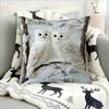 2D Snowy Owl Couple Pillow Cover Winter Forest Owl Print Cushion Case For Sofa Couch Boho Animal Lover Home Decor