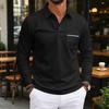Men's Casual Long Sleeve V-Neck Button Front Shirt with Pocket