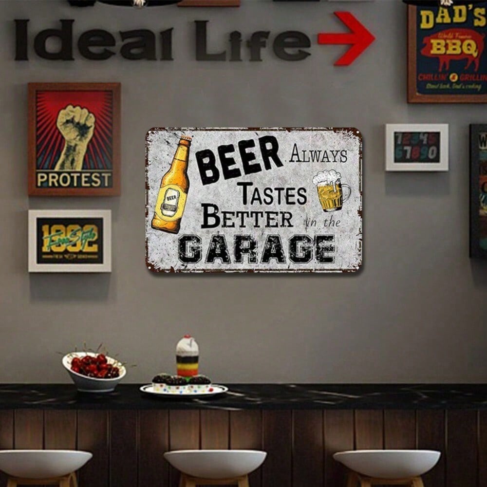 Vintage Beer Sign 12x8 Inch Retro Tin Plaque for Bar Garage