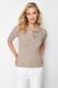 Women's Fashionable Stylish Sweater Mink Basic Polo Neck T-Shirt Look Knitwear Sweater