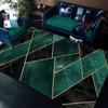 Green Geometry Carpet Non Slip Rug for Living Room Sofa Table Side Marble Golden Line Bedroom Decor Mat