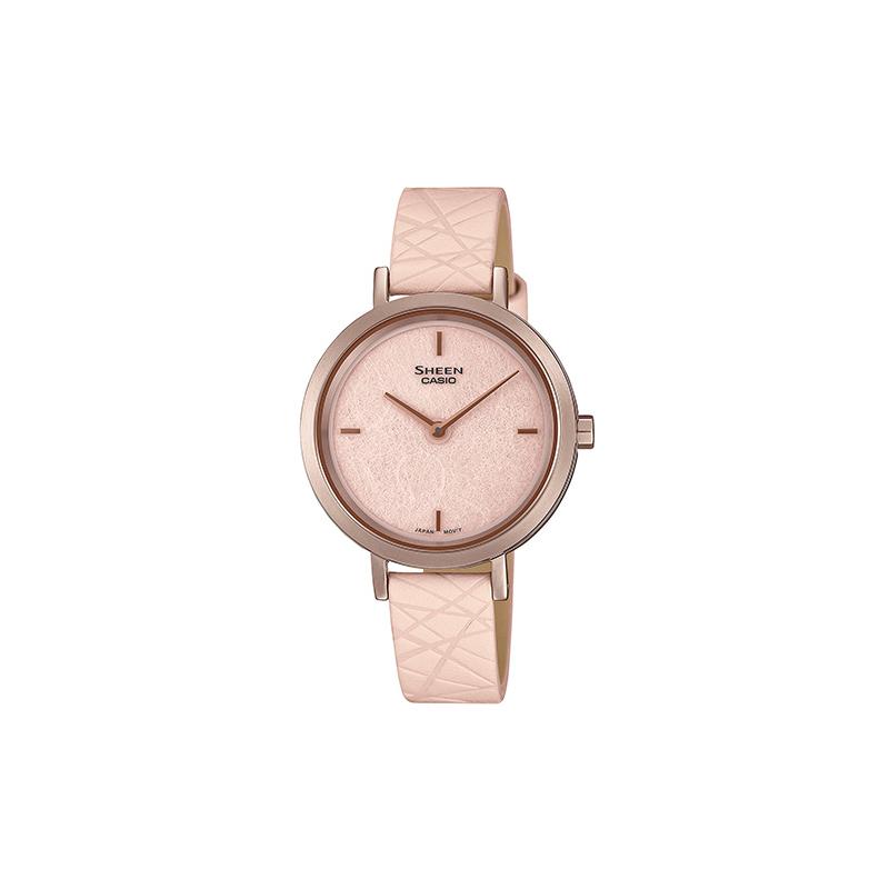 

Casio CASIOSHEEN series Japanese paper theme Japanese simple business style belt casual quartz movement leather strap SHE-C150CGL-4AUPFP-person розовый
