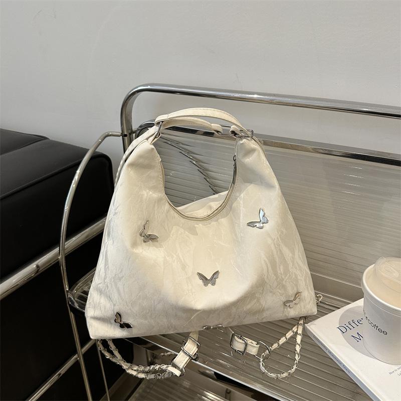 Women Large Capacity Commuter Backpack And Shoulder Bag With Butterfly Chain Design