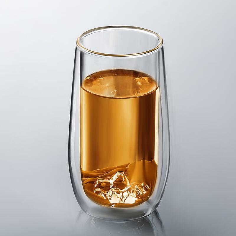 WEIMINGNUO Snow Mountain Gold-Rimmed Double-Layer Glass Mug