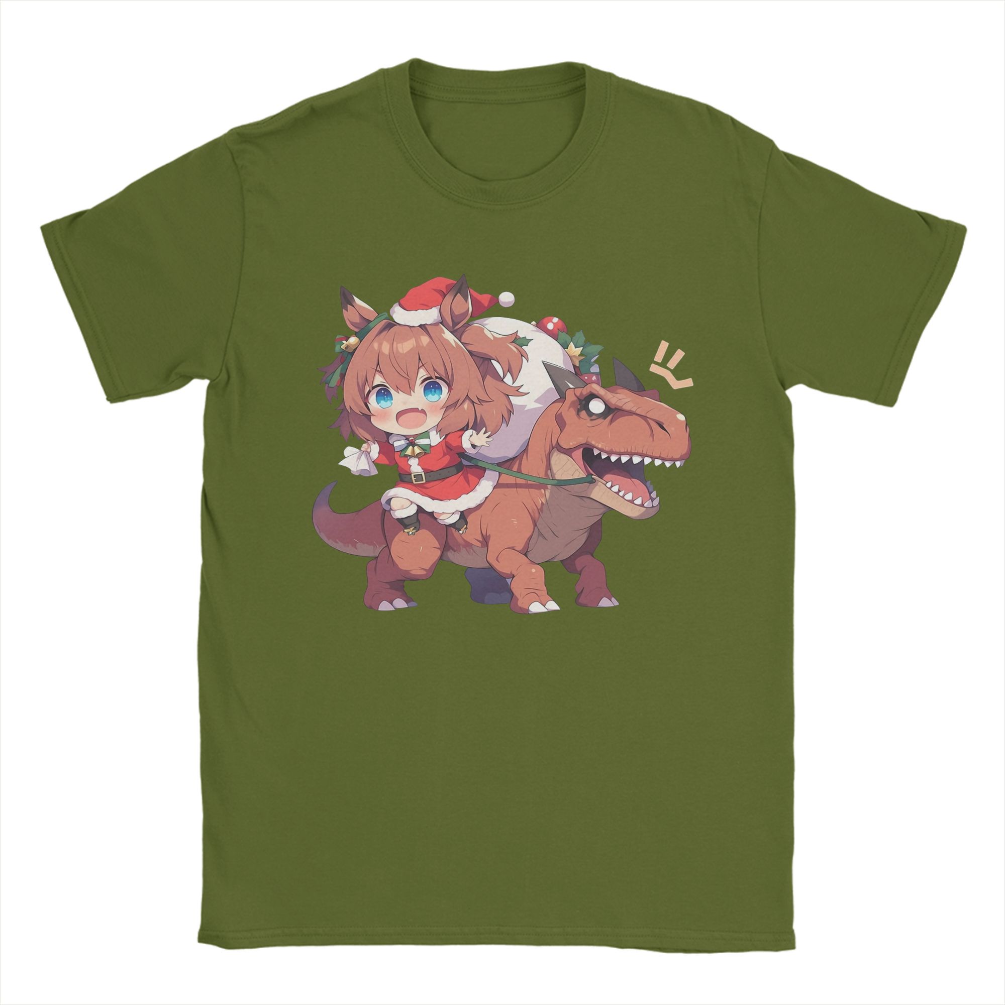 

Taiki Shuttle Christmas Dinosaur Men T Shirts Uma Musume Pretty Derby Anime Tees Short Sleeve Crew Neck T-Shirt 100% Cotton 4XL