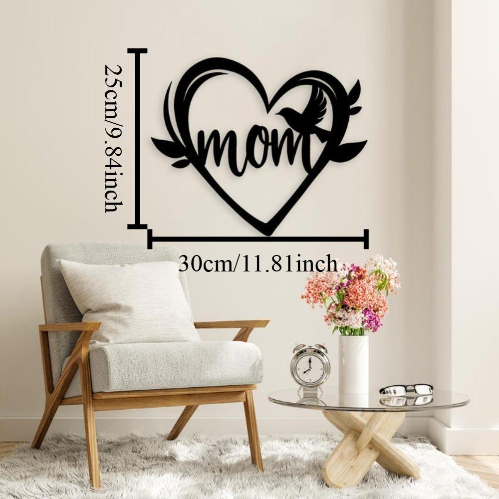 Modern Metal Wall Art Heart Bird Design Home Decor 12in