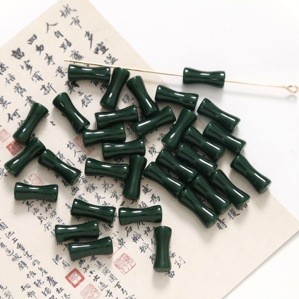 

10pcs/Bag DIY Crafts Bamboo Shape Beads Loose Beads Acrylic Beads Lampwork Beads Necklace Earrings темно-зеленого