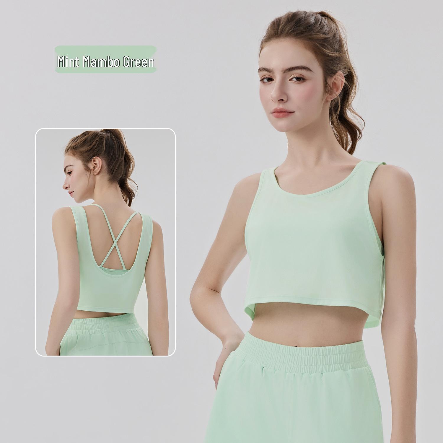 

Women s Cross-Back Yoga Set: Breathable Three-Piece Workout Vest & Shock-Absorbing Shorts Large