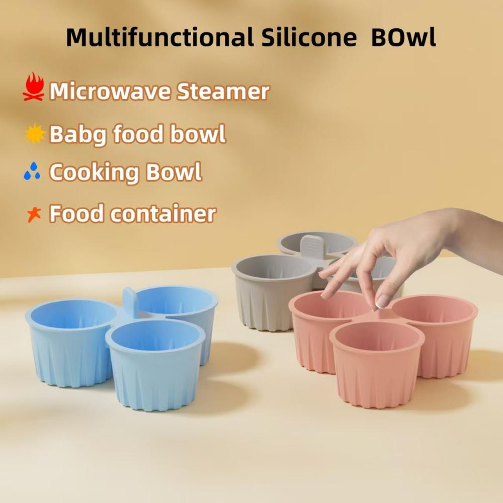 Silicone Air Fryer Ramekin Reusable Air Fryer Baking Mould with Grip Ear Enduring Non Stick Egg Mold Cup for Baking Kitchen Home