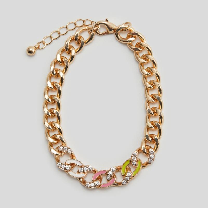 Meier Colorful enamel cuban link chain bracelet - trendy & stylish for men & women золотой
