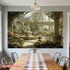 2D Greenhouse Fountain Backdrop Elegant Garden Photo Studio Background