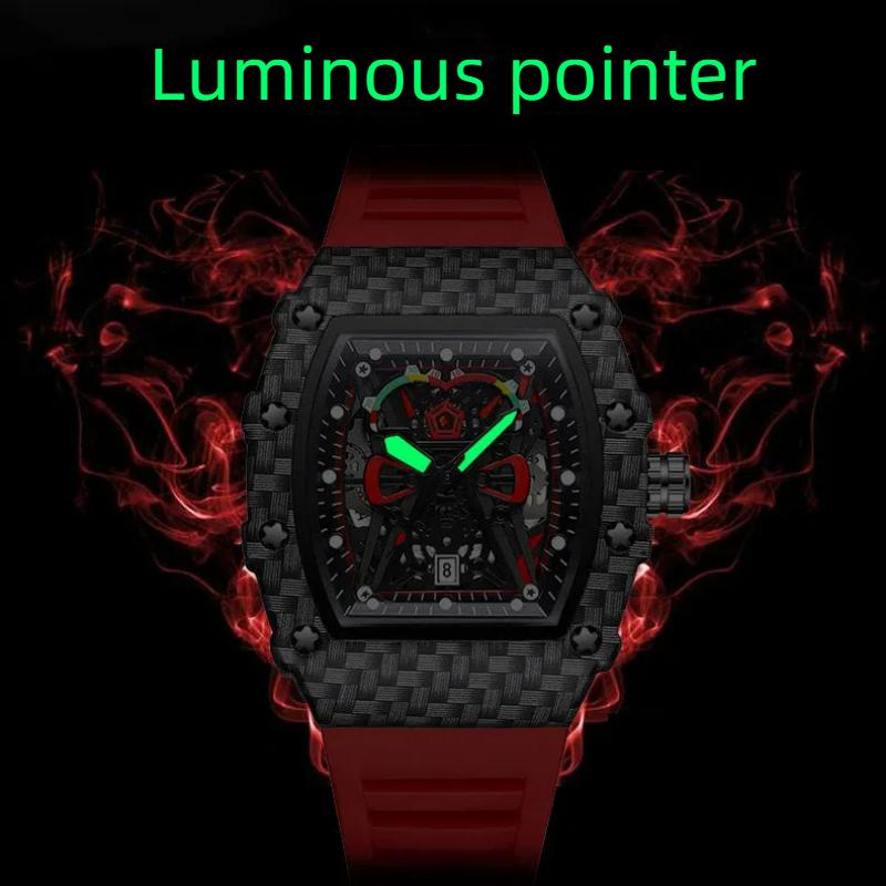 KIMSDUN Herrenuhr Luxus Tonneau Design Wasserdicht Leuchtende Uhren Silikonarmband Armbanduhr Mode Herrenuhr