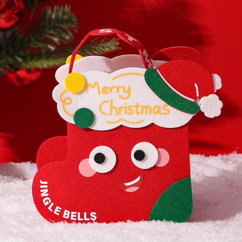 2025 Christmas Gift Bag Creative Felt Cloth Children Candy Gift Bag Christmas Eve Handheld Portable Apple Bag