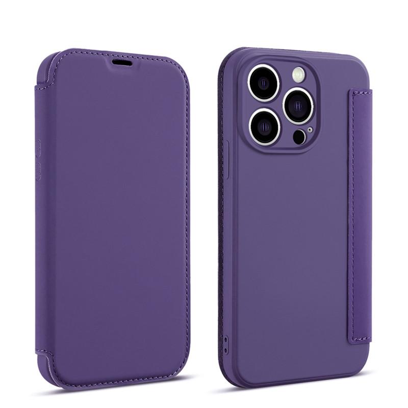 

Роскошный кожаный оригинальный флип-чехол-бумажник с жидким силиконом и флип-бумажником для APPLE iPhone 14 Plus 11 12 13 Pro Max Mini XS X XR 8 7 Plus SE, мягкий чехол темно-фиолетового