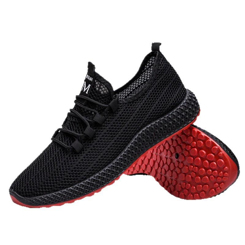 Breathable fly-woven shoes black light and comfortable outdoor running mesh shoes fashion casual soft-soled sports men's shoes