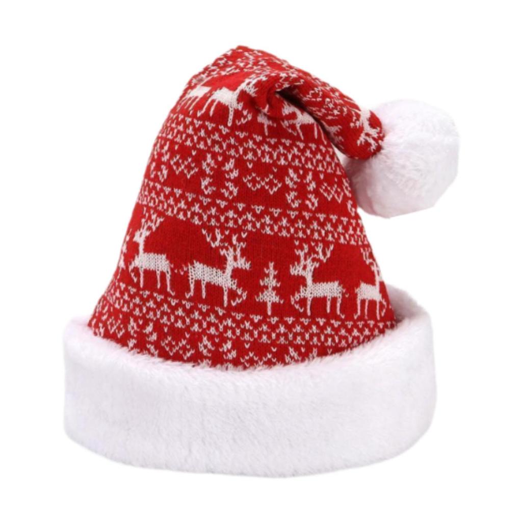 Christmas Hat Plush Xmas Cap Christmas Party Decorations Unisex Knitted Hat