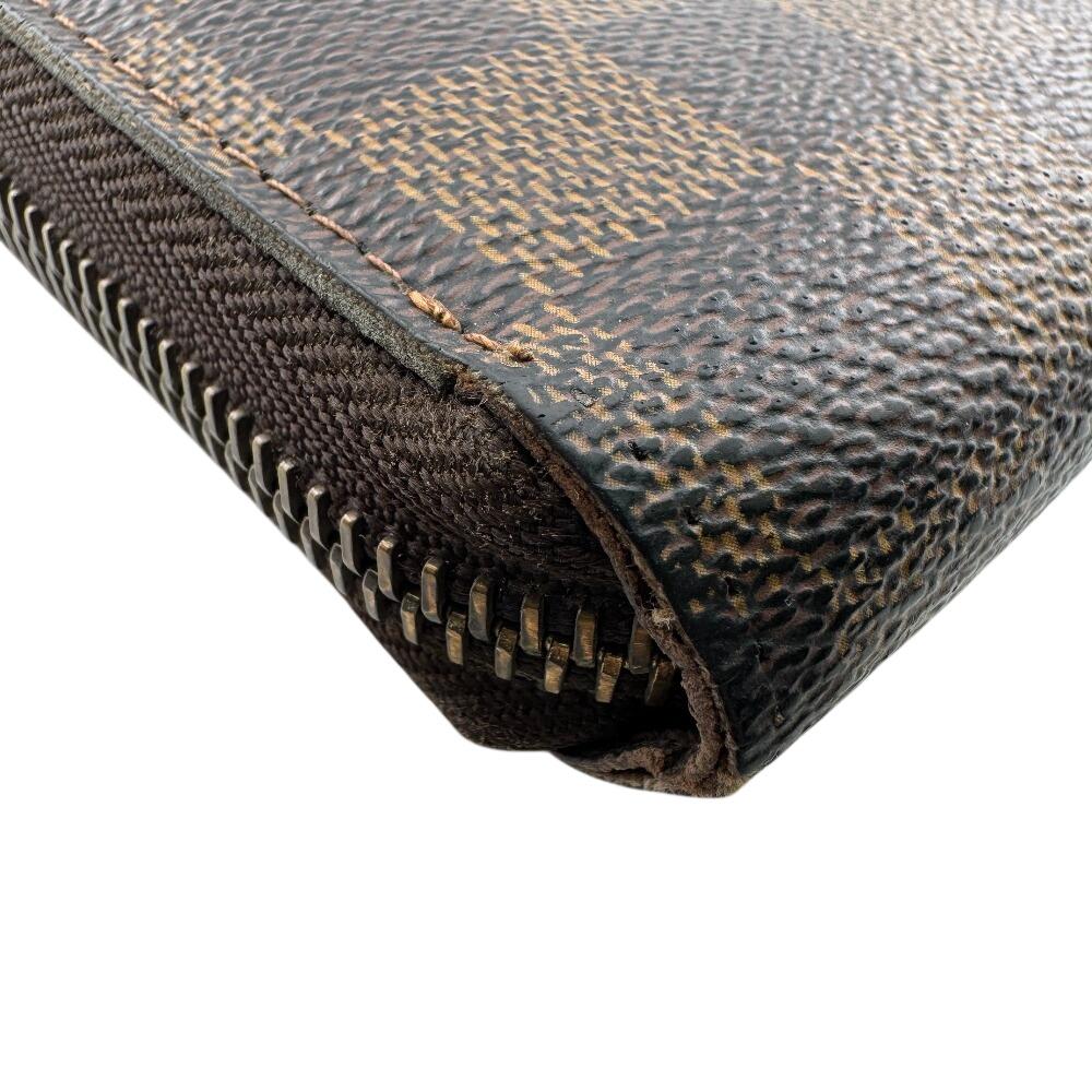 LOUIS VUITTON N60015 Damier leather Zippy wallet Purse Brown leather Used