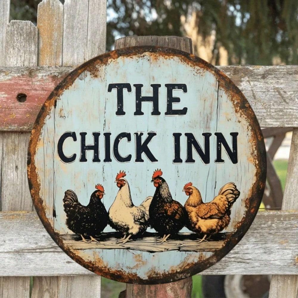

1pc Vintage Chicken Coop Metal Sign 8 Inch Round Wall Art Rustic Farmhouse Decor Flat Print 20x20 різнокольоровий